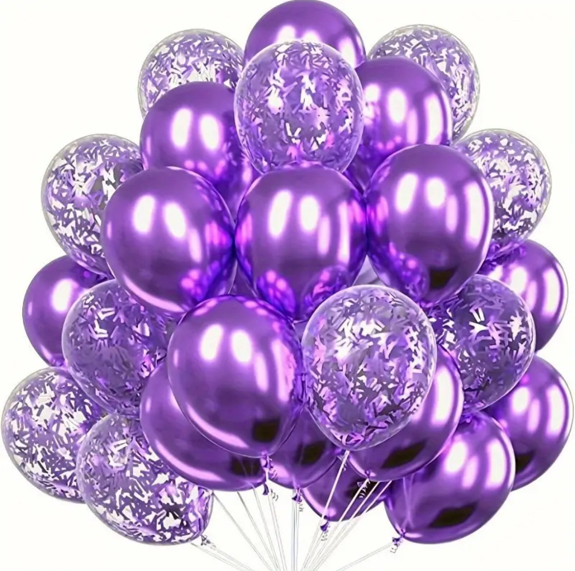 Metallic and Confetti Helium Balloons - puple