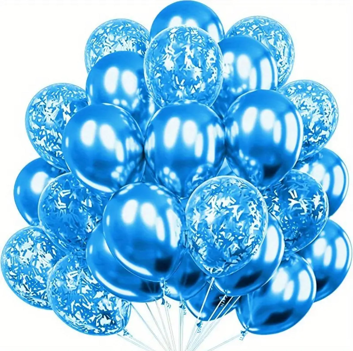 Metallic and Confetti Helium Balloons - blue