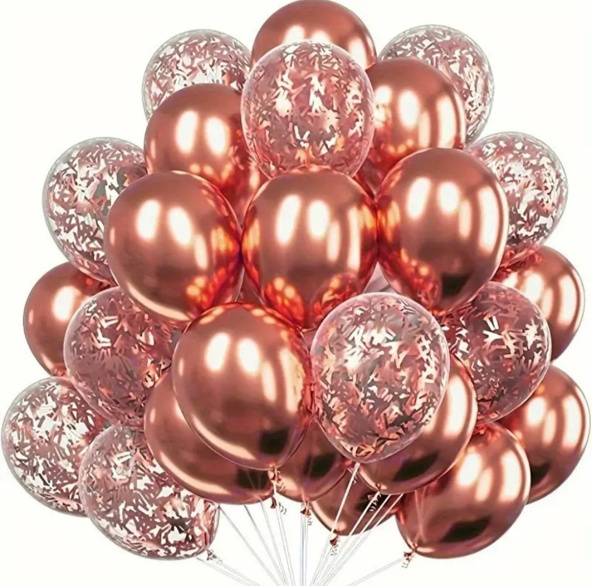 Metallic and Confetti Helium Balloons - pink