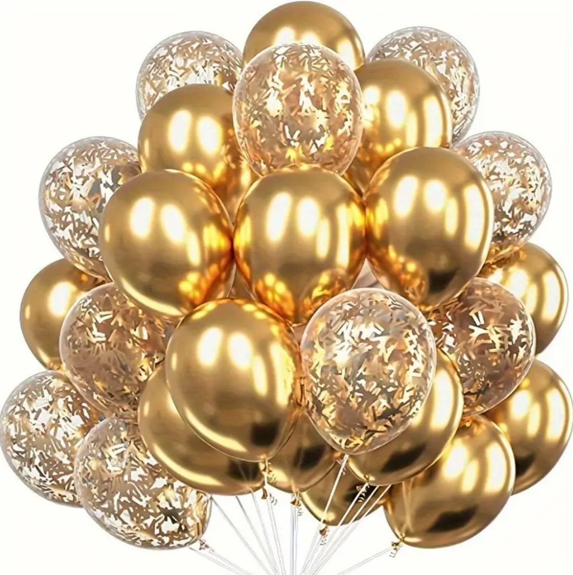Metallic and Confetti Helium Balloons - gold