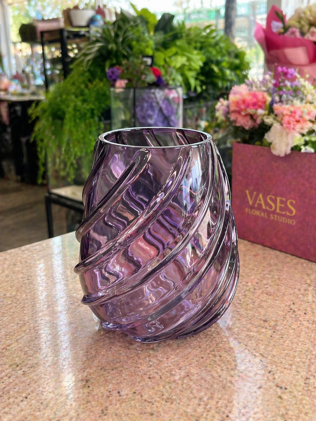 Amethyst Swirl Vase