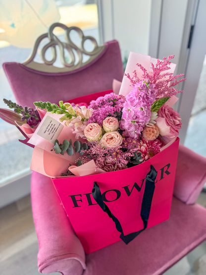 Soft Pink Bouquet with Glass Vase