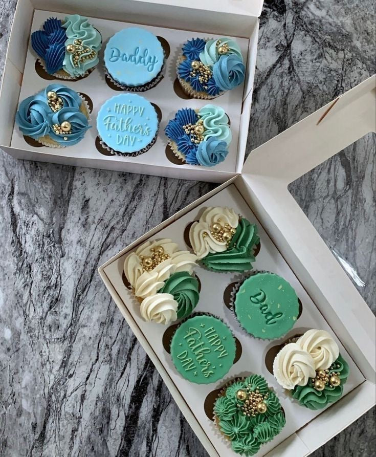 Father’s Day Cupcake Gift Box – Blue & Green Collection