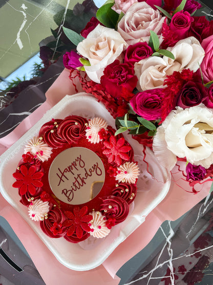 Bento cake + flowers