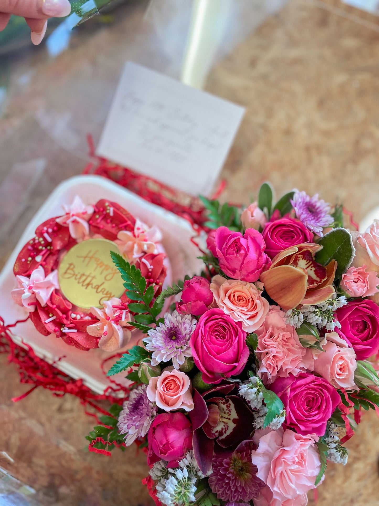 Bento cake + flowers