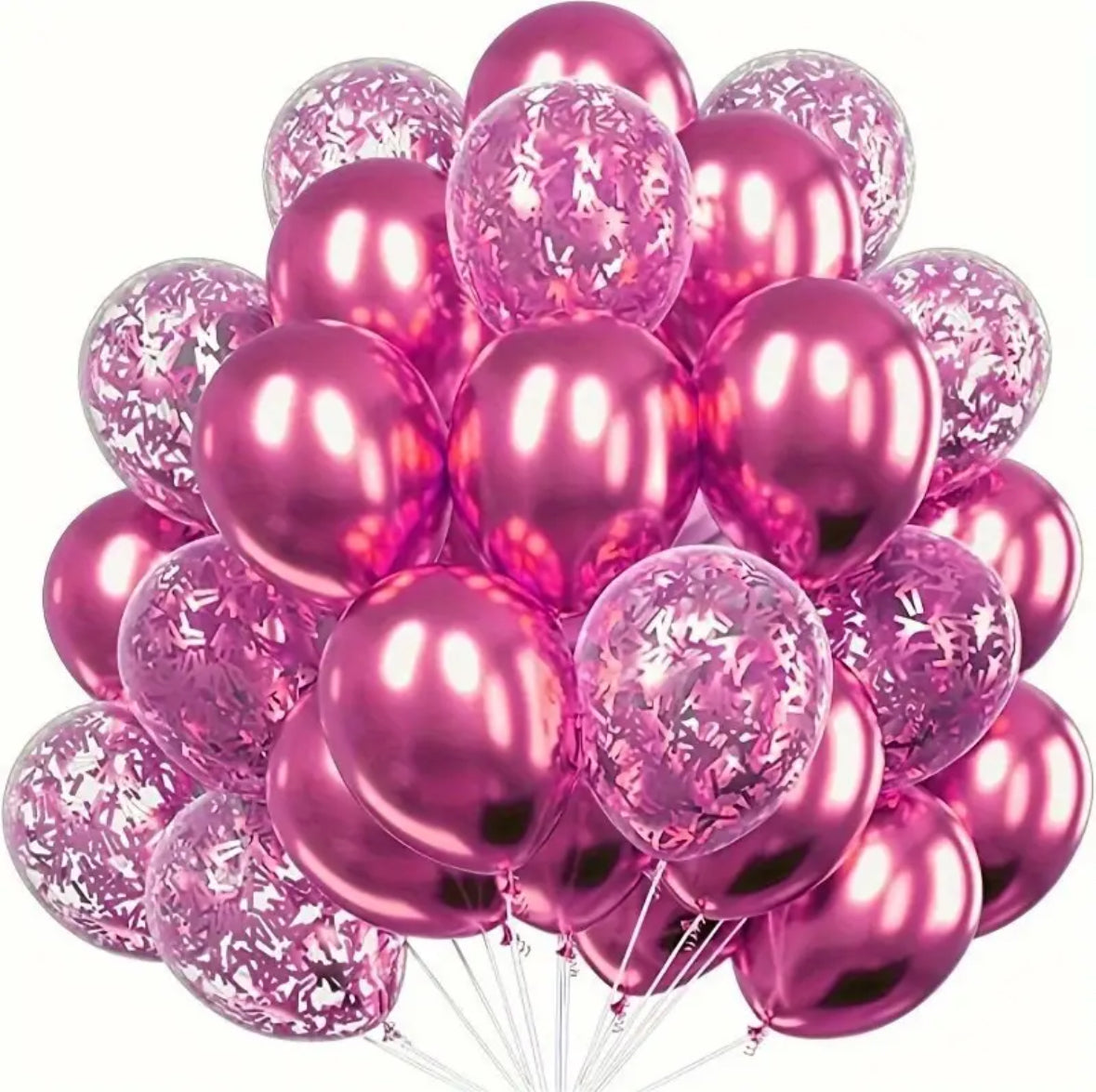 Metallic and Confetti Helium Balloons - pink