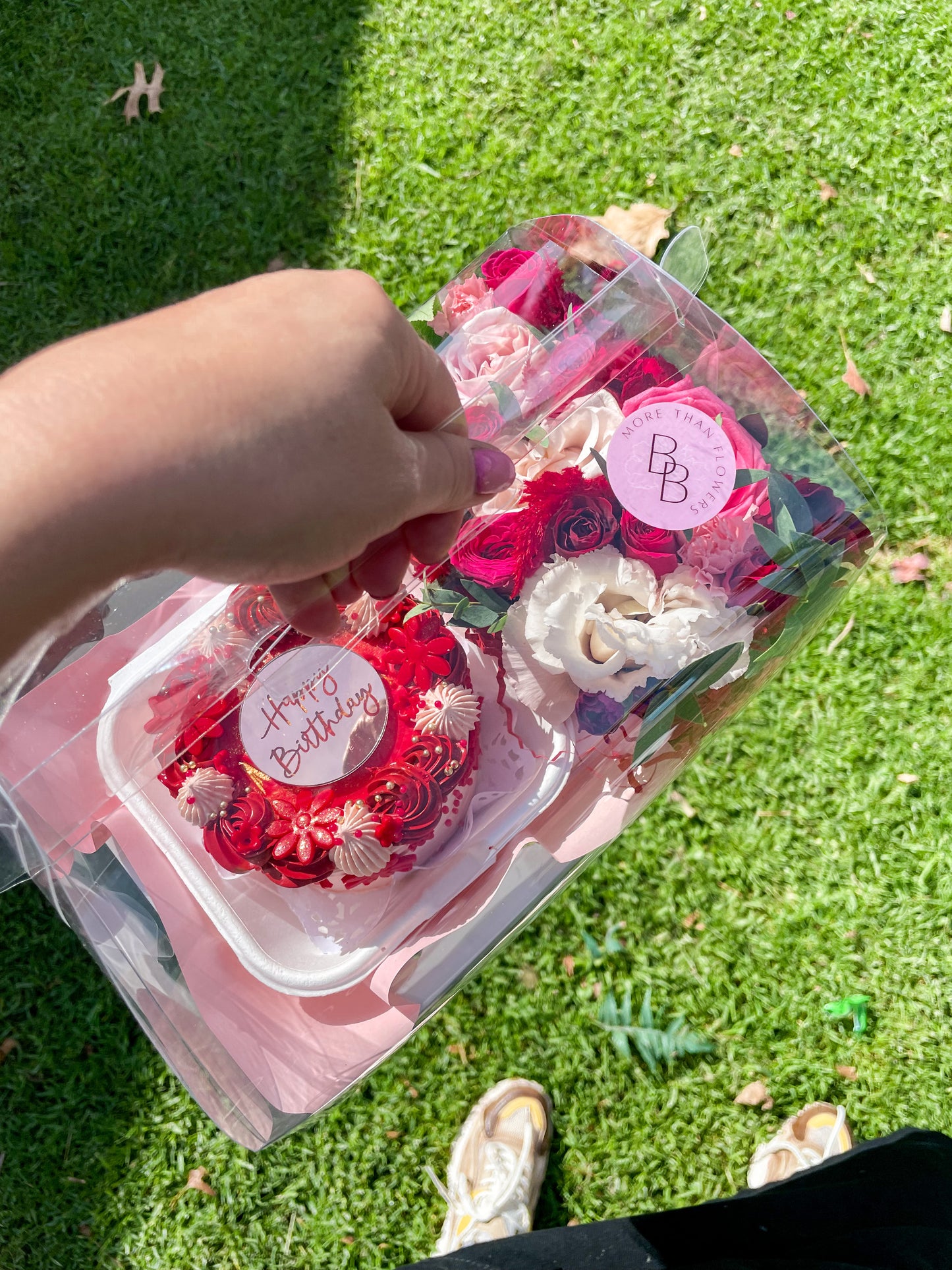 Bento cake + flowers