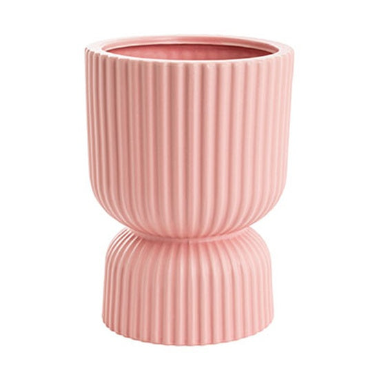 Blush Ribbed Ceramic Vase