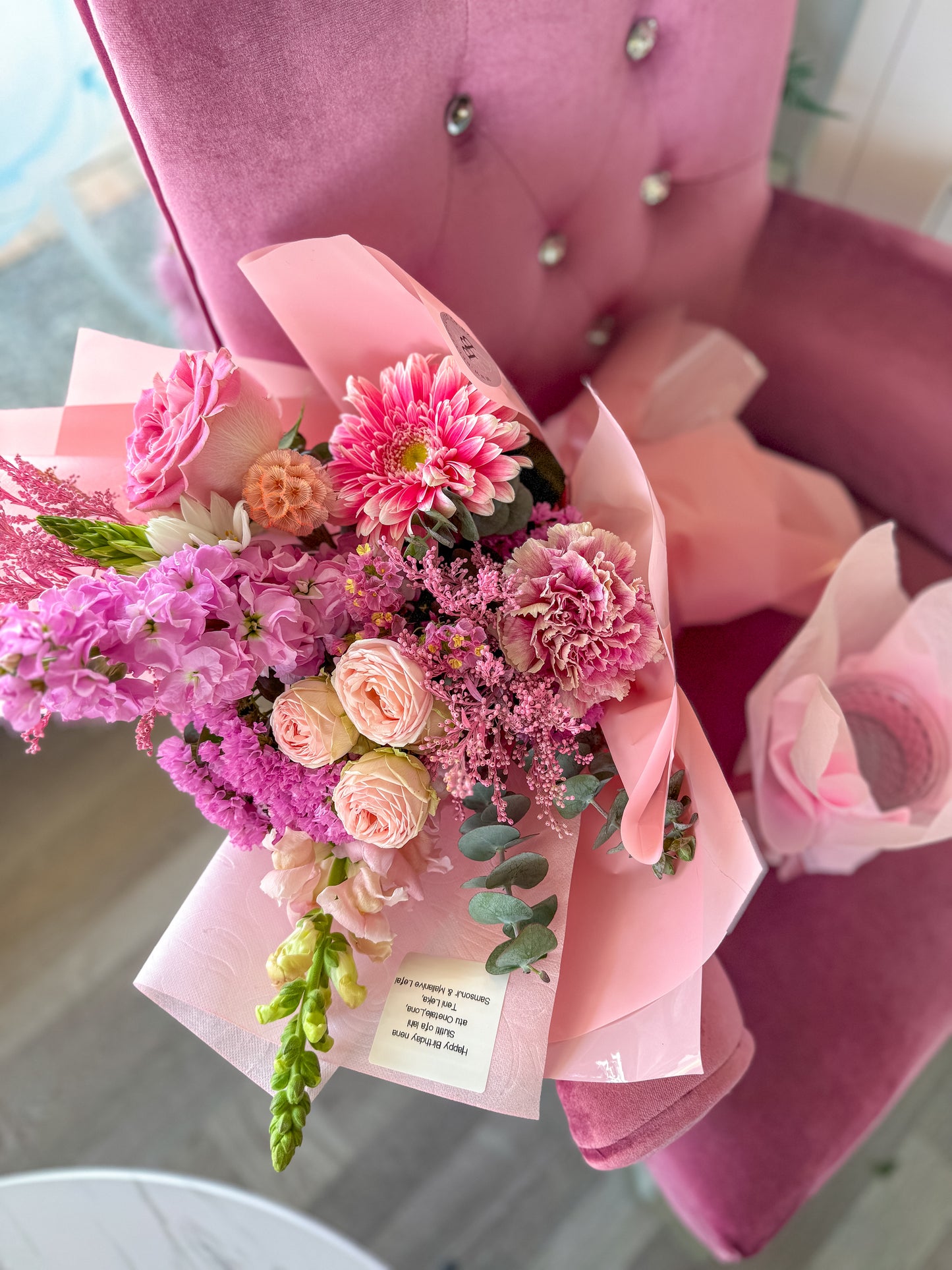 Soft Pink Bouquet with Glass Vase