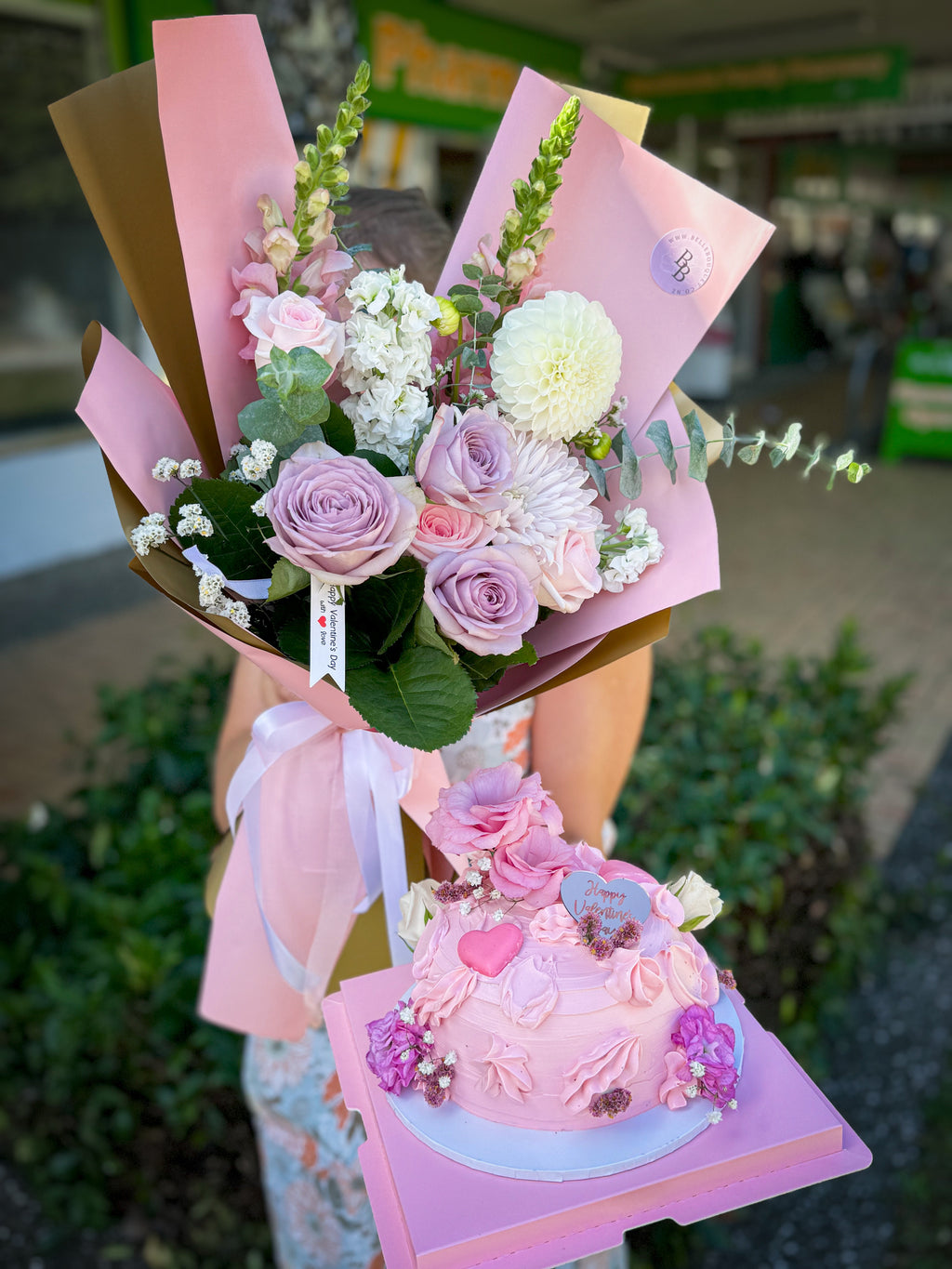 Bouquet & Cake Duo - Blush Romance Set