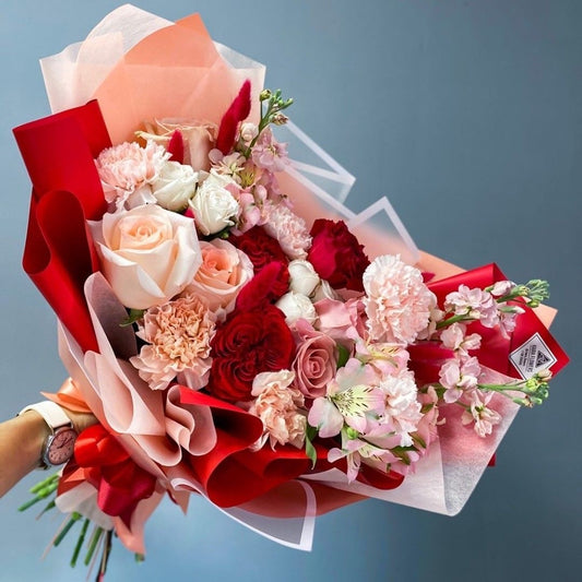 Custom Red and cream bouquet