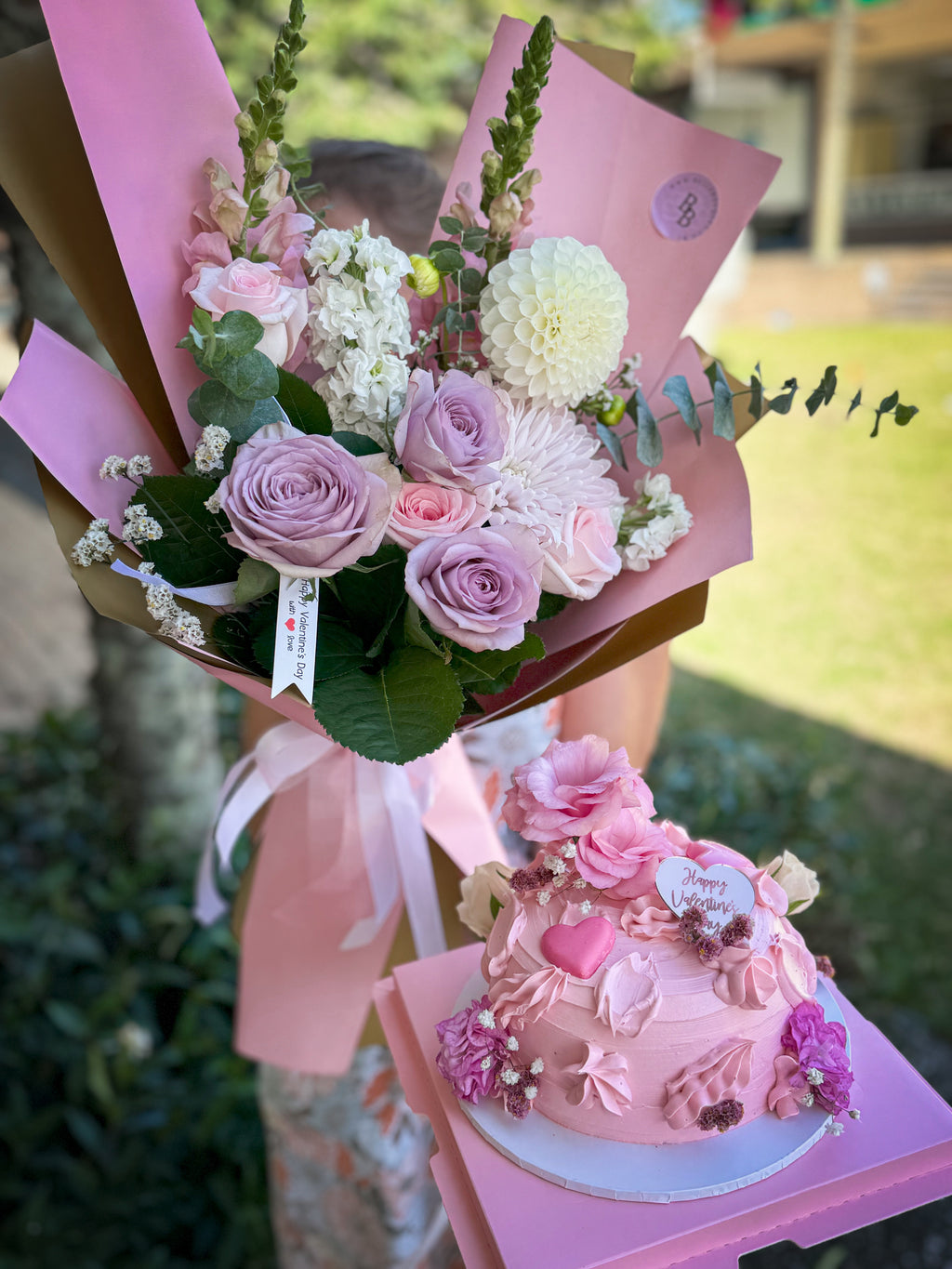 Bouquet & Cake Duo - Blush Romance Set