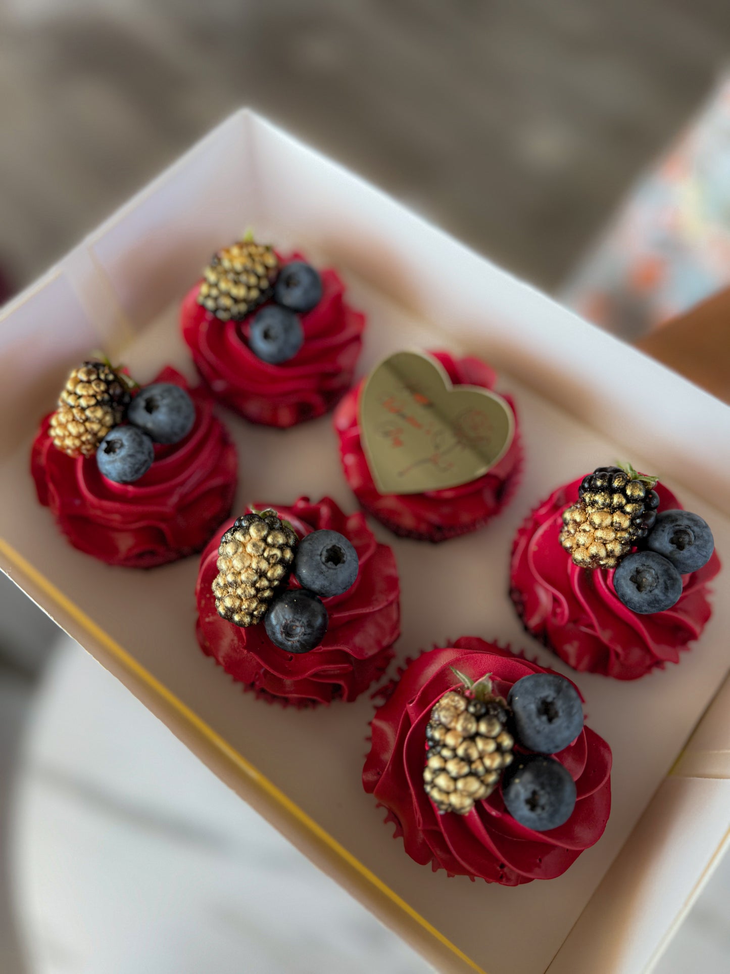 Rich Red Cupcakes: Berry & Gold Perfection