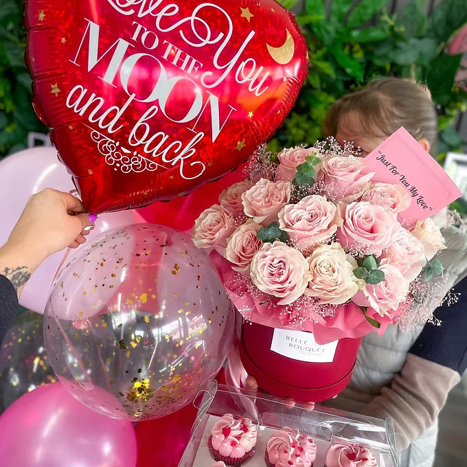 Deep Love Flowers & Balloons Combo flower box — photo 1 of 2
