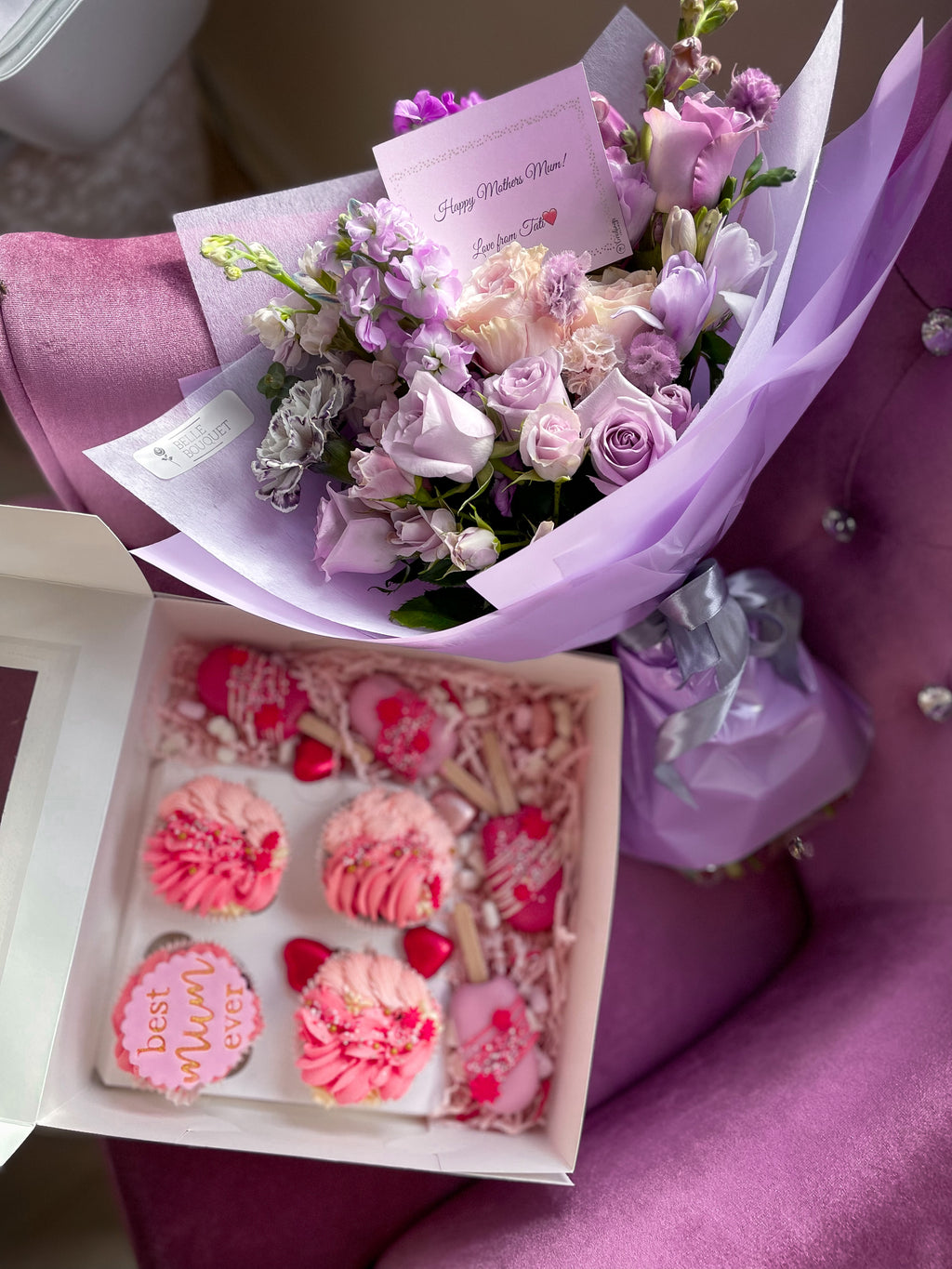 Lilac Blooms & Cupcake Box - Mum’s Delight 