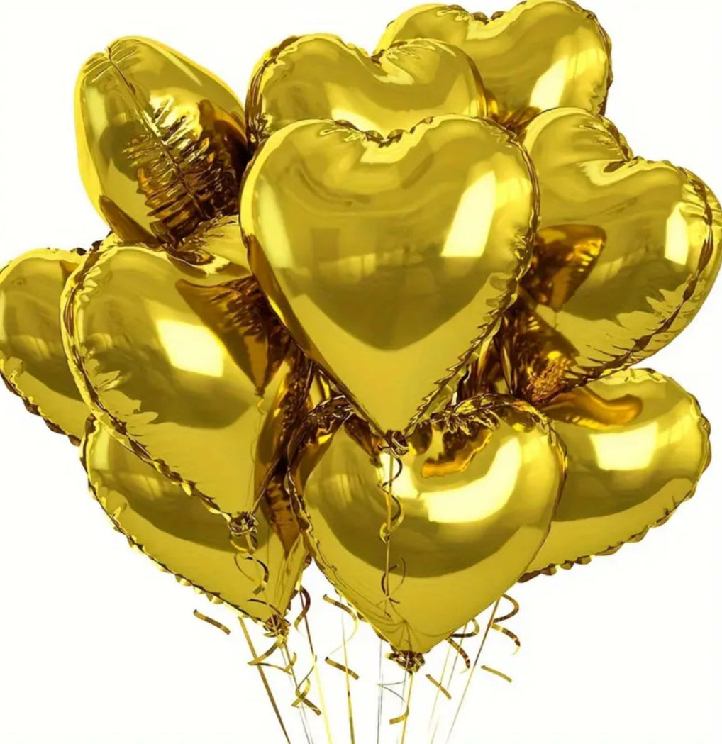 Golden heart balloons