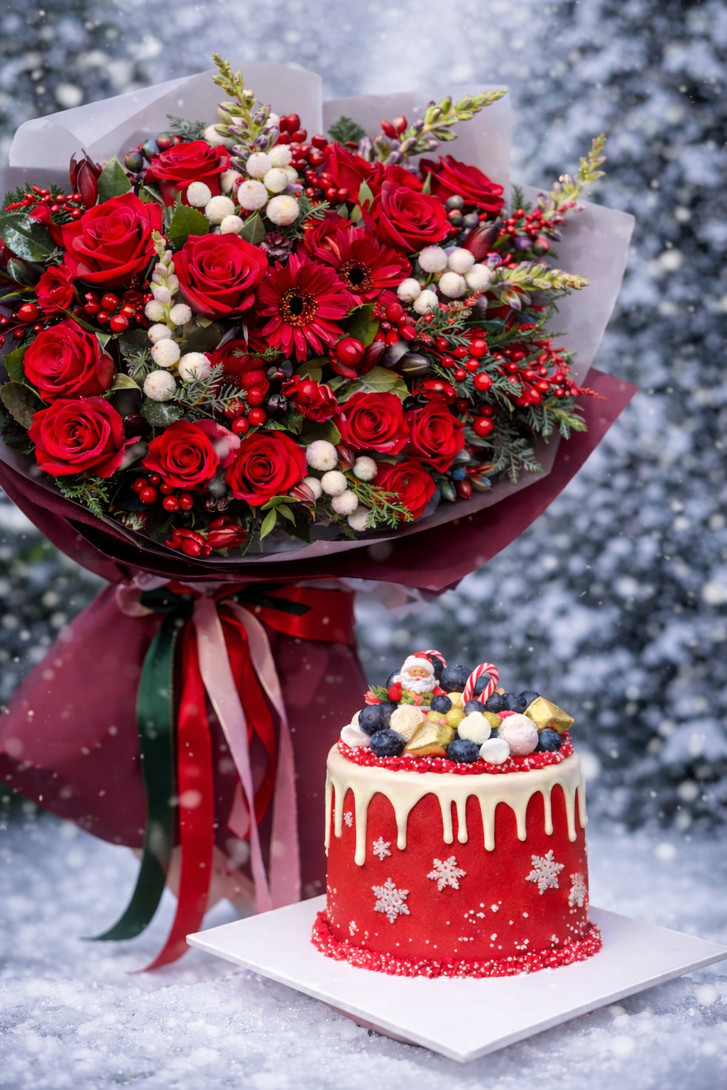 🎄 Christmas Bouquet & Cake Set