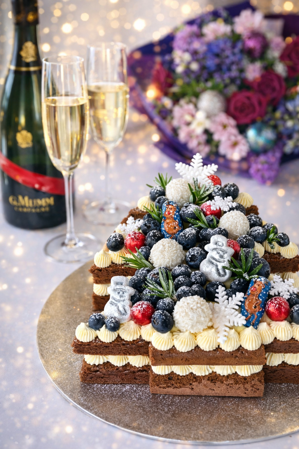 Violet Christmas Set (Cake Only or Cake + Bouquet)