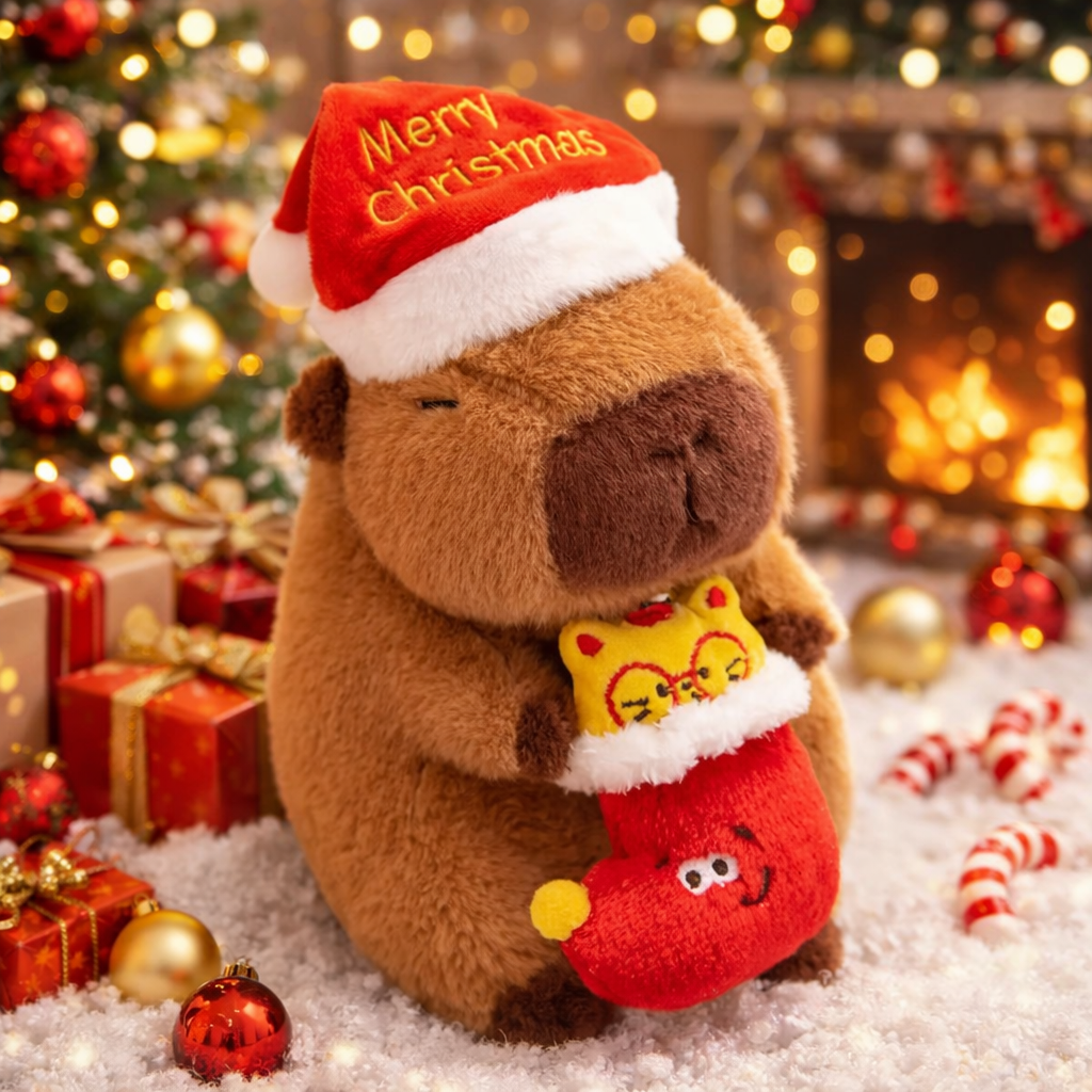 Christmas Capybara Plush Toy