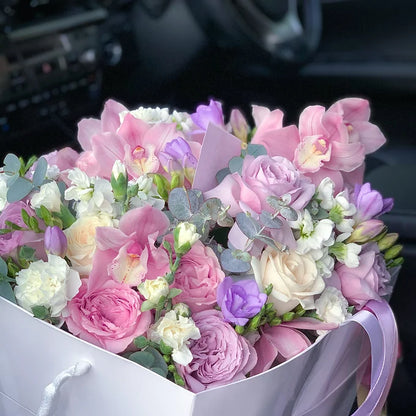 Pink & Purple in Box | Auckland Florist | Bellebouquet