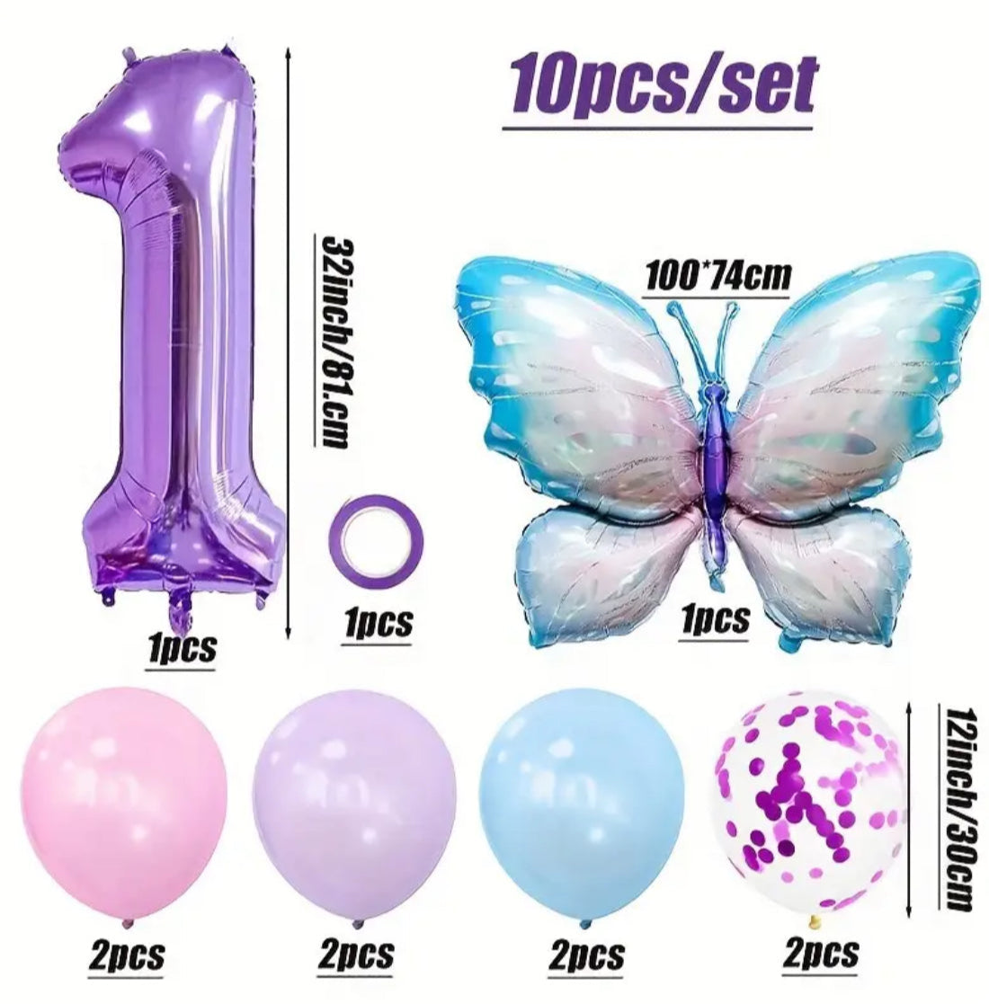 Purple birthday balloons