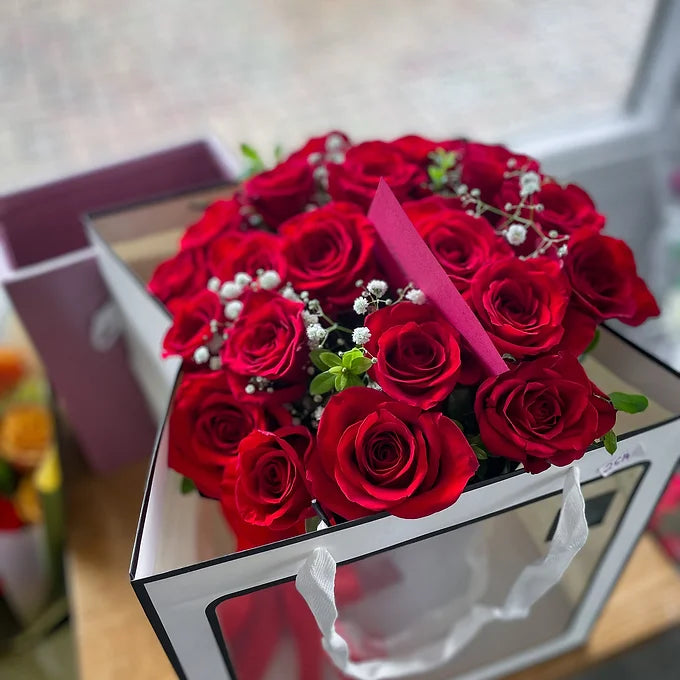 Premium Red Colombian Roses in a Box | Auckland