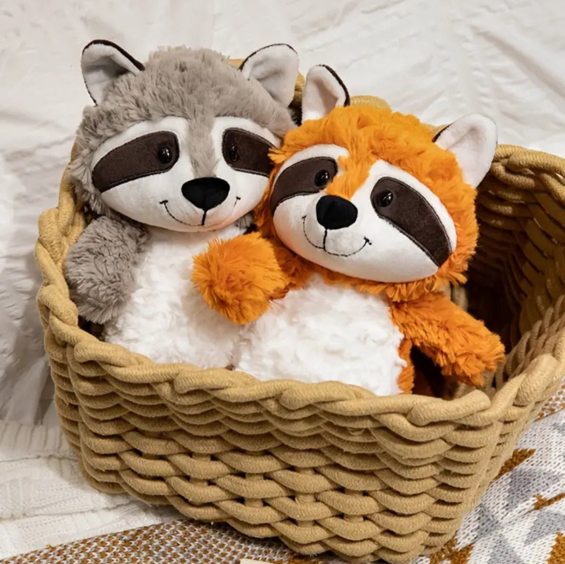 Plush Raccoon Toys in a basket