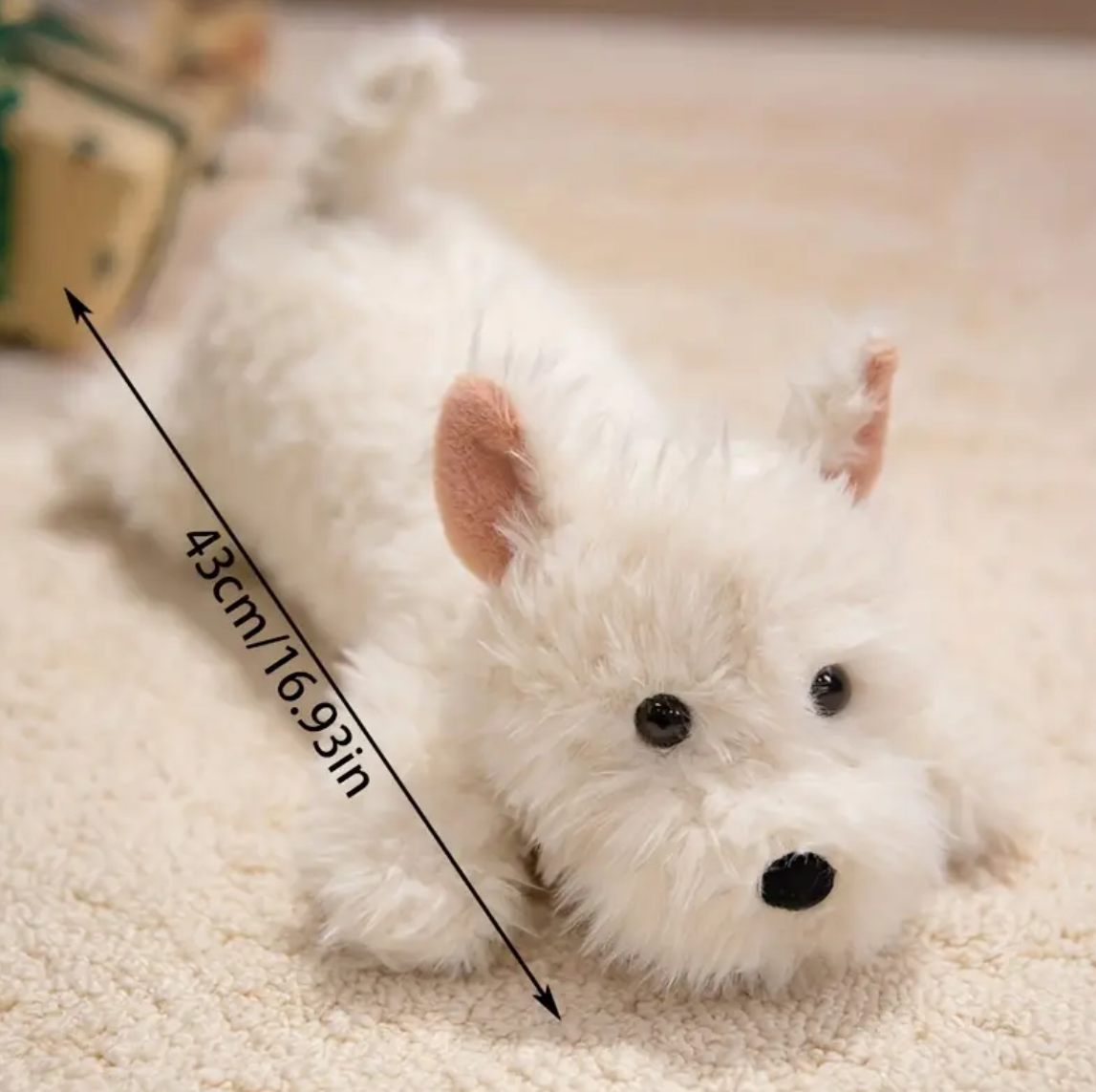 White dog, measurement overlay