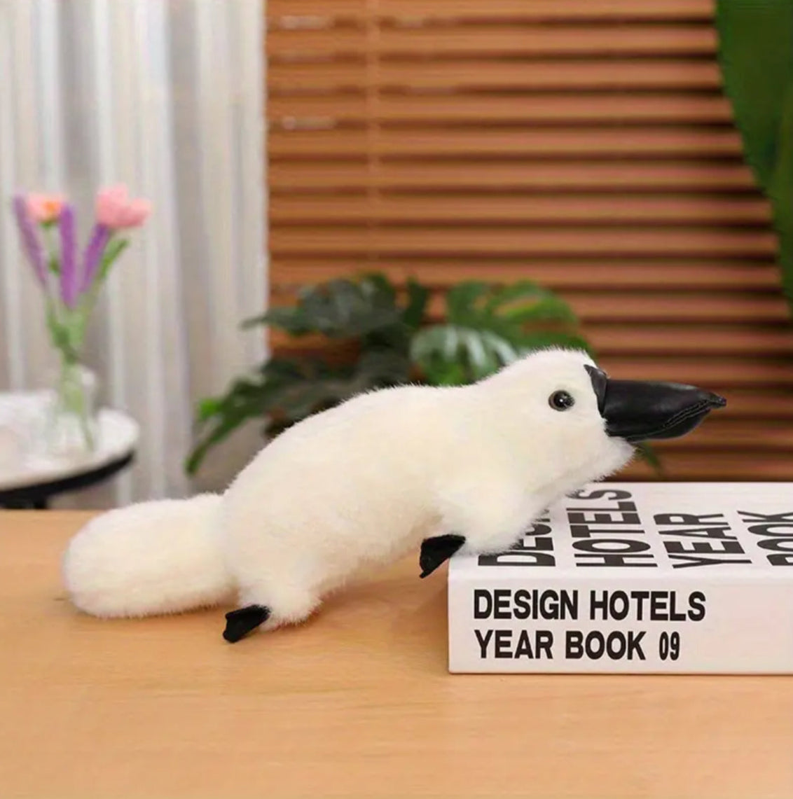 White plush toy of platypus