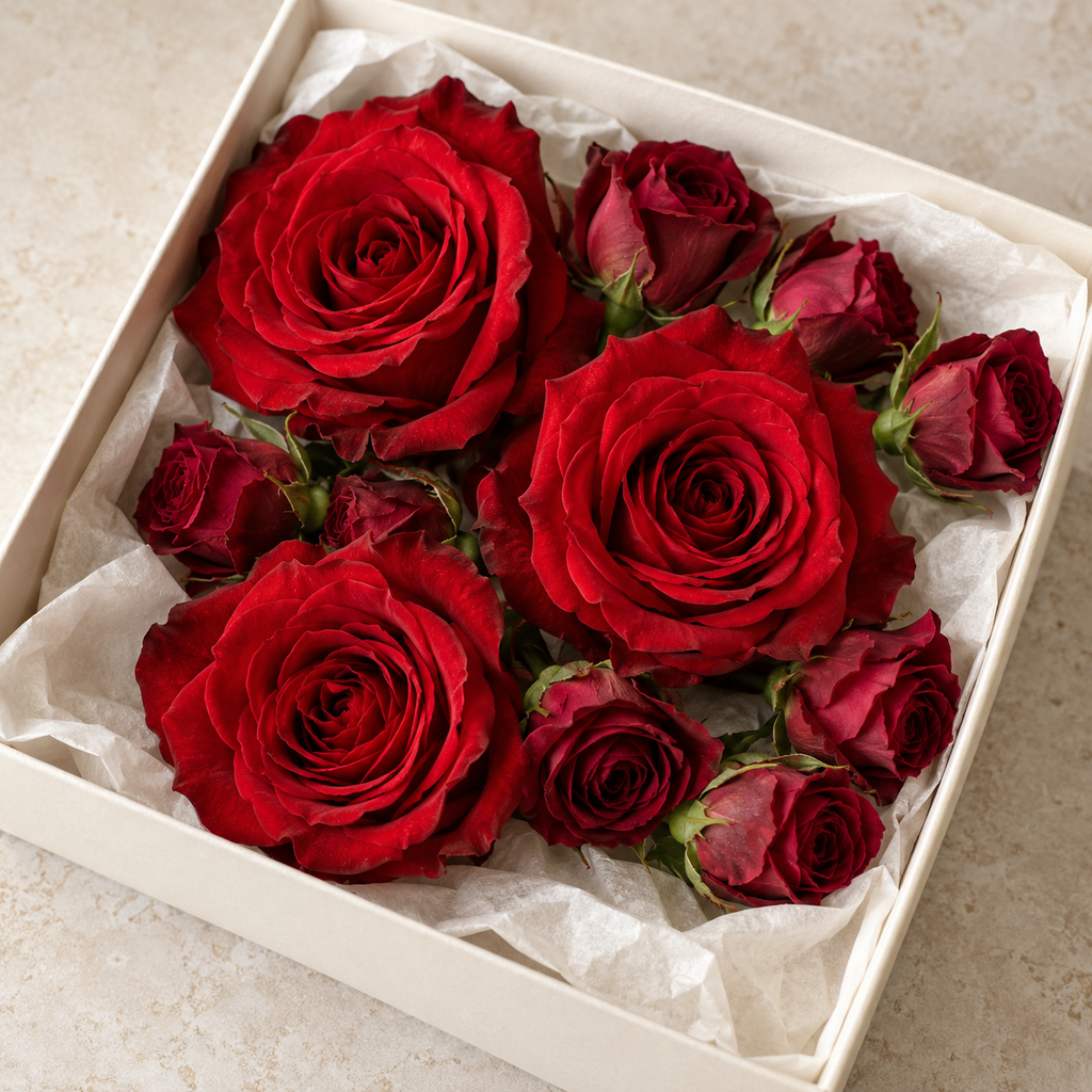 Red and burgundy cake flower kit