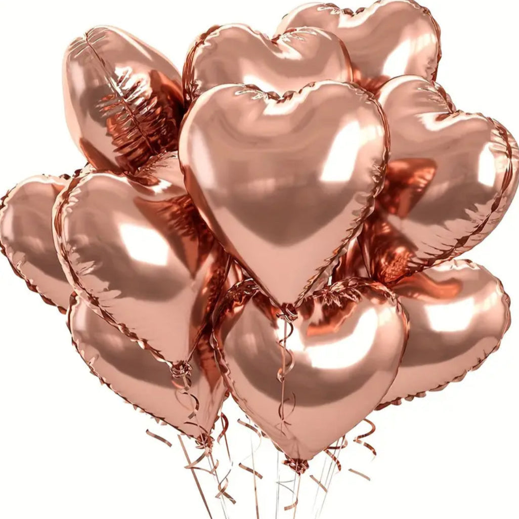 Golden rose foil balloon heart